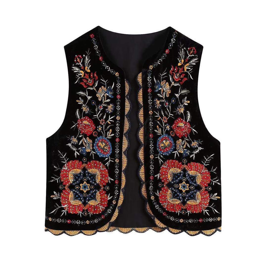 Lune London | Waistcoat with sequin floral embroidery, patchwork waist coat made of velvet
