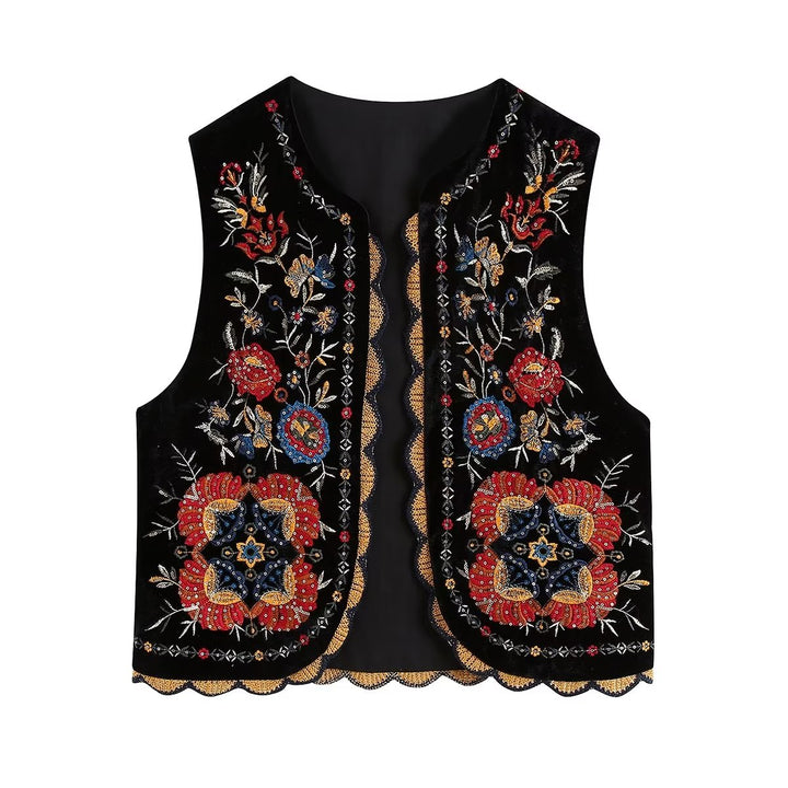 Lune London | Waistcoat with sequin floral embroidery, patchwork waist coat made of velvet
