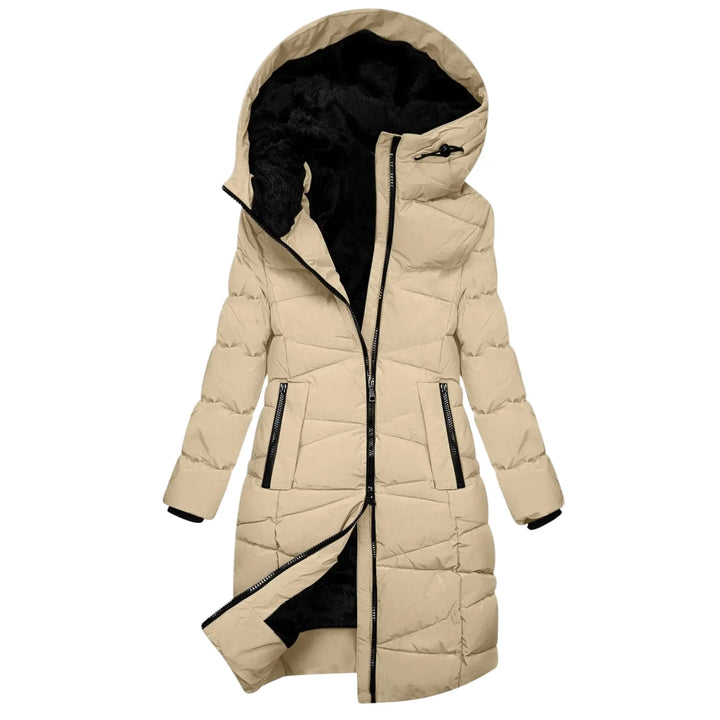 Lune London | Long winter coat - Windbreaker hoodie with zipper, elegant and refined