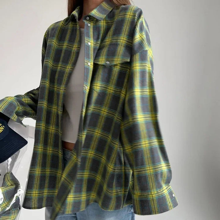 Lune London | Long Sleeve Shirt with Checkered Pattern Cotton Blend Casual and Trendy