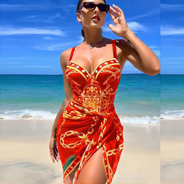 Lune London | Luxury New Two Pieces Women Bikini Set Push Up Floral Print Bikini Strappy Bandage Swimwear Brazilian Bikini Swimsuit