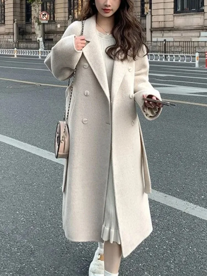 Lune London | Long coat - Oversized Fit - Double-breasted - Elastic waistband - Wool look