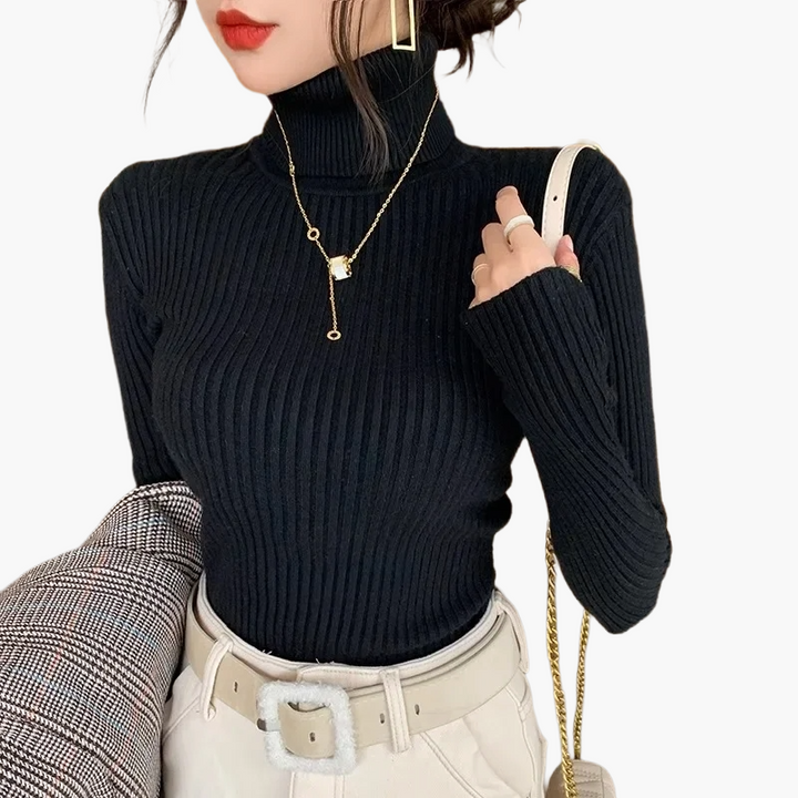 Lune London | Basic ribbed turtleneck sweater with long sleeves - Versatile autumn and winter look