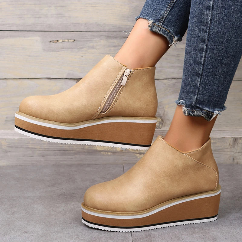 Lune London | Women's ankle boots with platform and side zipper