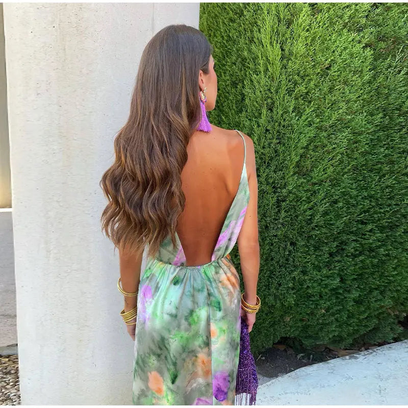 Lune London | Maxi Dress Colorful and Sexy with Halo Dyeing and Removable Bow
