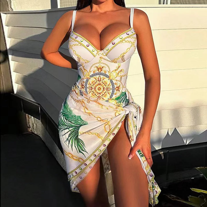 Lune London | Luxury New Two Pieces Women Bikini Set Push Up Floral Print Bikini Strappy Bandage Swimwear Brazilian Bikini Swimsuit