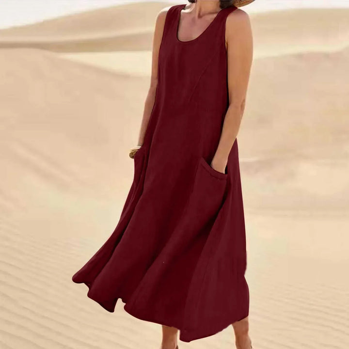 Lune London | Sleeveless linen dress with pockets for women