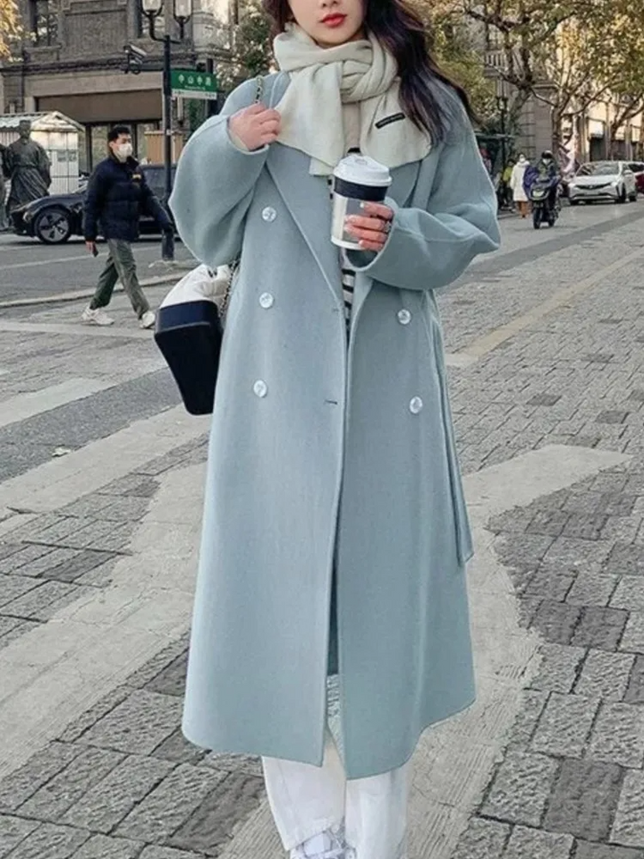 Lune London | Long coat - Oversized Fit - Double-breasted - Elastic waistband - Wool look