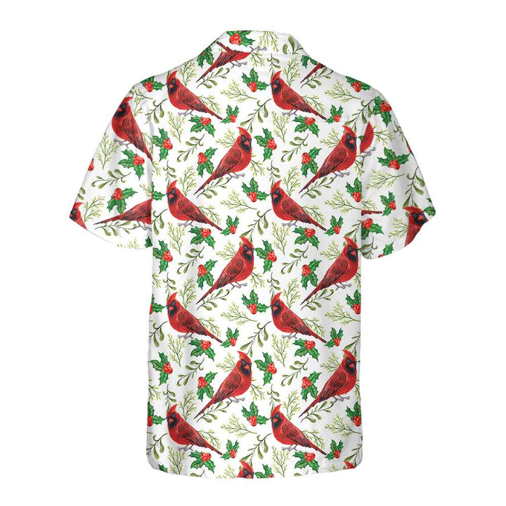 Lune London | Seamless Christmas Pattern Hawaiian Shirt Cardinal Red, Fun Christmas T-Shirt, Christmas Gift