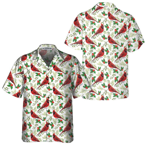 Lune London | Seamless Christmas Pattern Hawaiian Shirt Cardinal Red, Fun Christmas T-Shirt, Christmas Gift