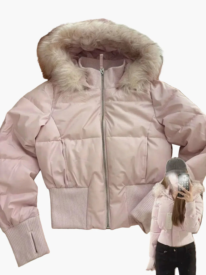 Lune London | Winter jacket with hood and fur collar - Modern and fitted transitional jacket for autumn and winter