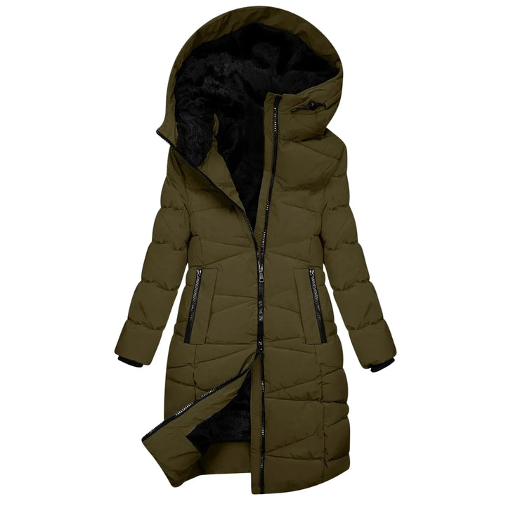 Lune London | Long winter coat - Windbreaker hoodie with zipper, elegant and refined