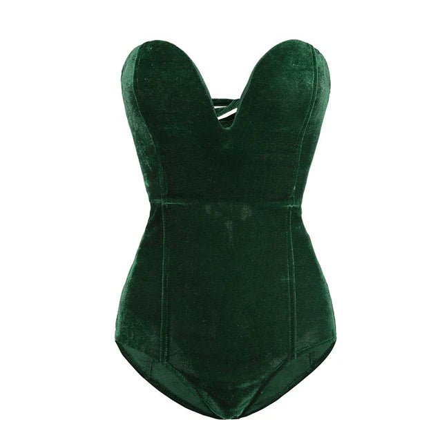 Lune London | Sexy Bodysuit Made Of Burgundy Strapless Velvet