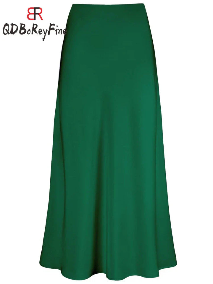 Lune London | Women's Satin Silk Skirts Summer Spring Korean Fashion Clothing Office Ladies Long Skirts Elegant Black Maxi Skirts for Women