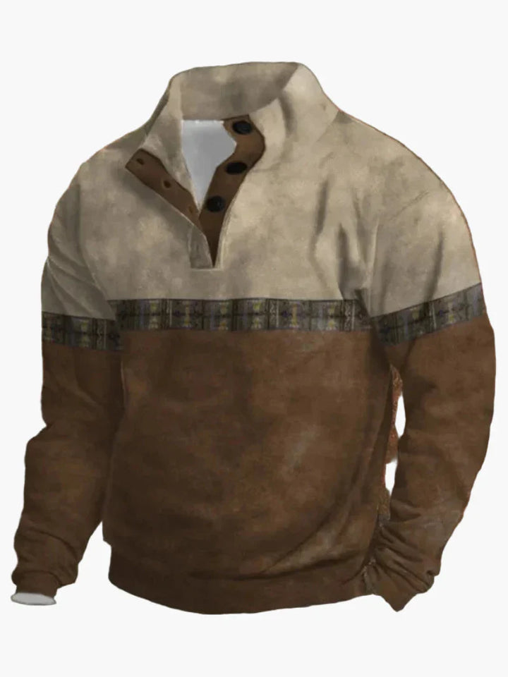 Lune London | Retro cowboy sweatshirt with digital print and high collar - Casual western pullover for outdoor and leisure