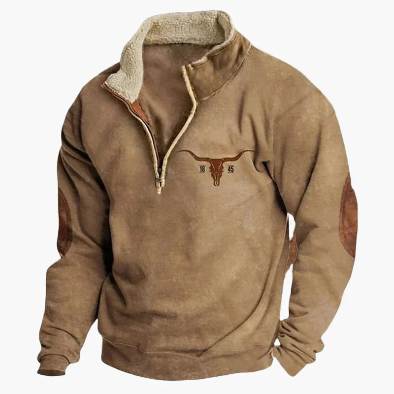 Lune London | Vintage western casual jumper with half zip collar and ethnic pattern for outdoors and leisure