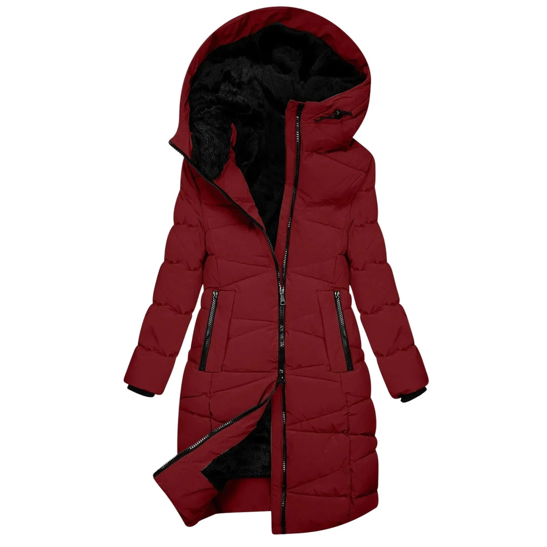 Lune London | Long winter coat - Windbreaker hoodie with zipper, elegant and refined