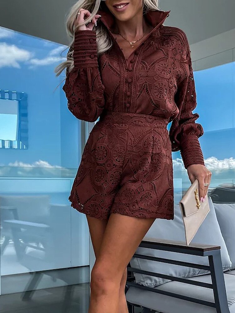 Lune London | Lace Top and Shorts Set