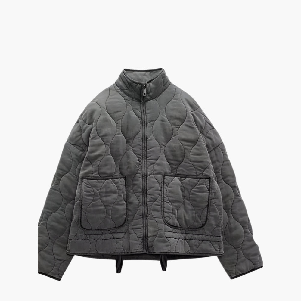Chic und Stil | Oversized quilted winter jacket with pockets and zipper - Trendy winter jacket 2024
