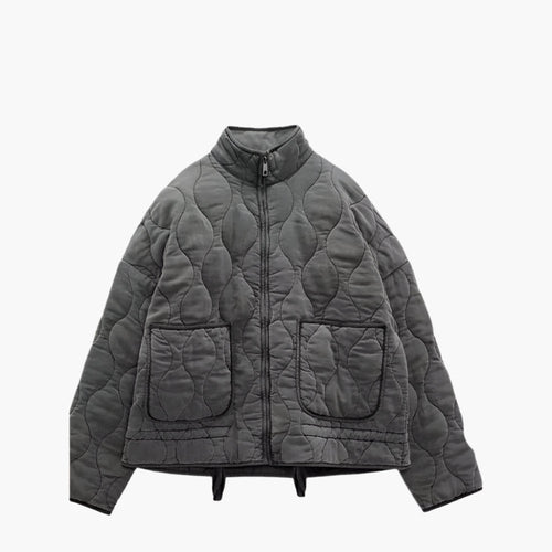 Chic und Stil | Oversized quilted winter jacket with pockets and zipper - Trendy winter jacket 2024