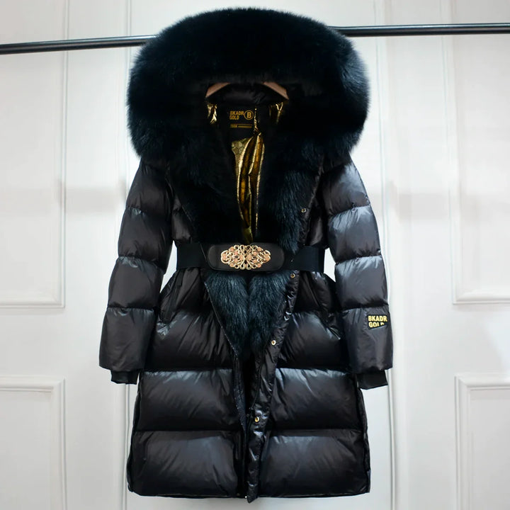 Women’s Puffer Coat with Faux Fur Collar & Belt – Warm & Stylish | Lune London