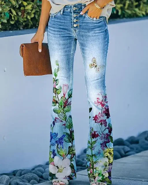 Women's Denim Flared Jeans with Trendy Cut & High Fit Lune London