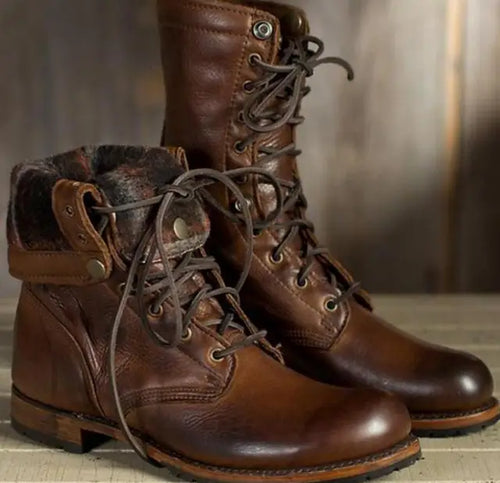 Lune London | Lace-up boots - Leather - Round toe - Robust sole - Mid-high shaft