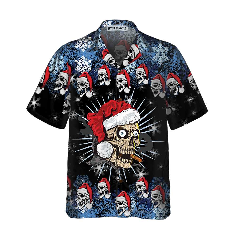 Lune London | Skull Face Cheeky Christmas Edition Hawaii Shirt, Christmas Skull Shirt, Unique Gift For Christmas