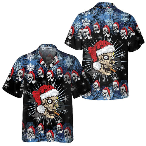 Lune London | Skull Face Cheeky Christmas Edition Hawaii Shirt, Christmas Skull Shirt, Unique Gift For Christmas