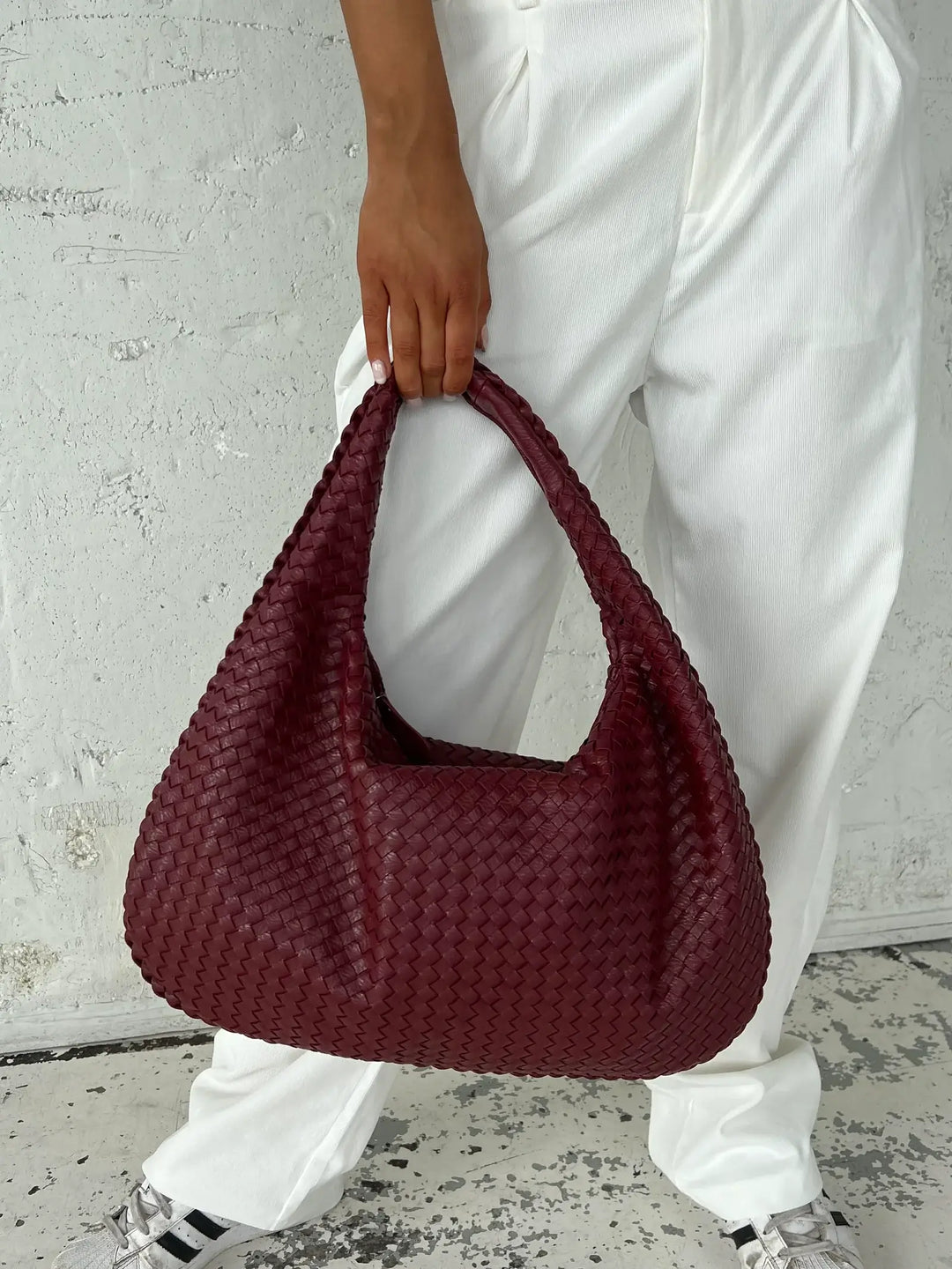 Lune London | Vintage Shoulder Bag Women Woven Handbag with Zipper On Sale