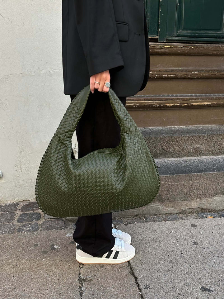 Lune London | Vintage Shoulder Bag Women Woven Handbag with Zipper On Sale