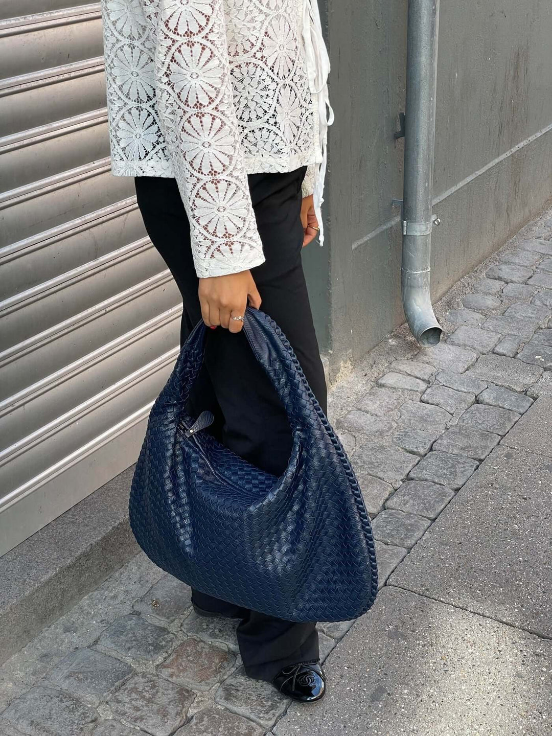 Lune London | Vintage Shoulder Bag Women Woven Handbag with Zipper On Sale