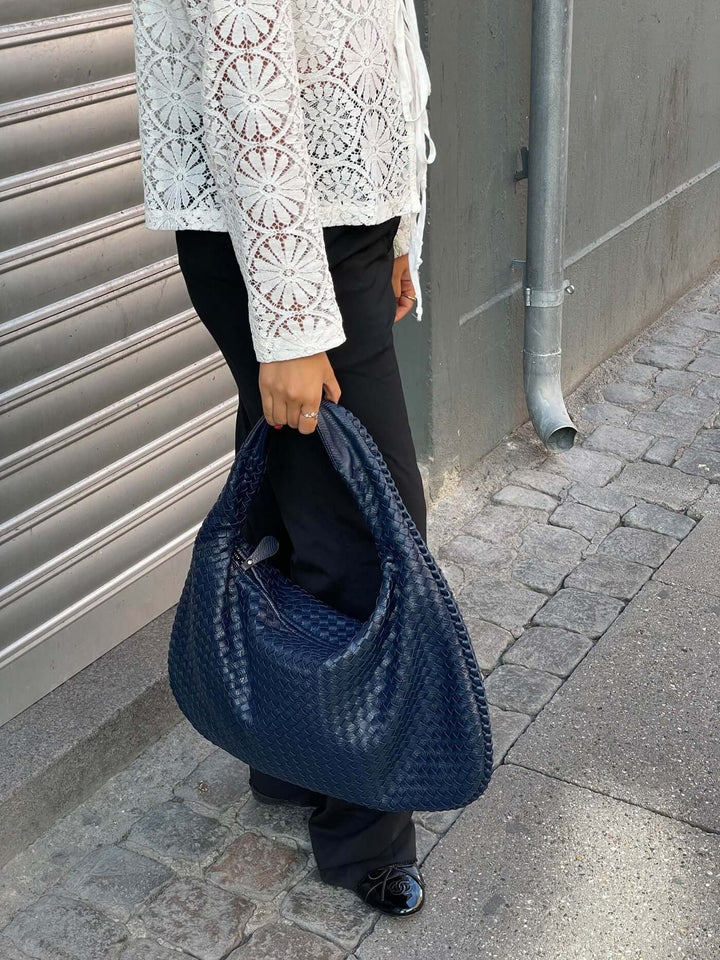 Lune London | Vintage Shoulder Bag Women Woven Handbag with Zipper On Sale