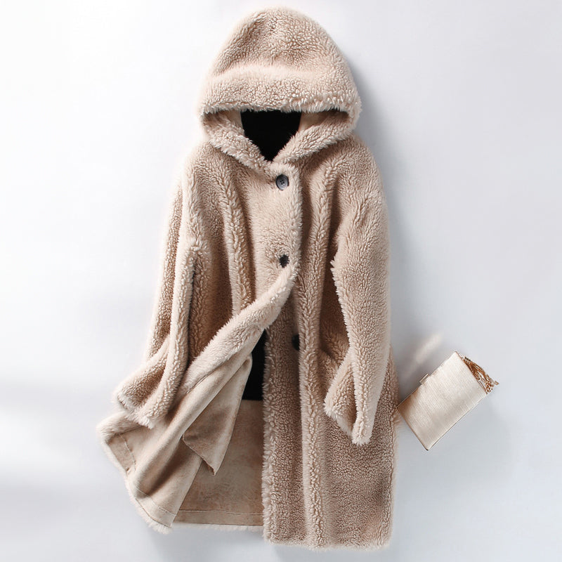 Lune London | Warm Women's Teddy Jacket with Hood and Buttons