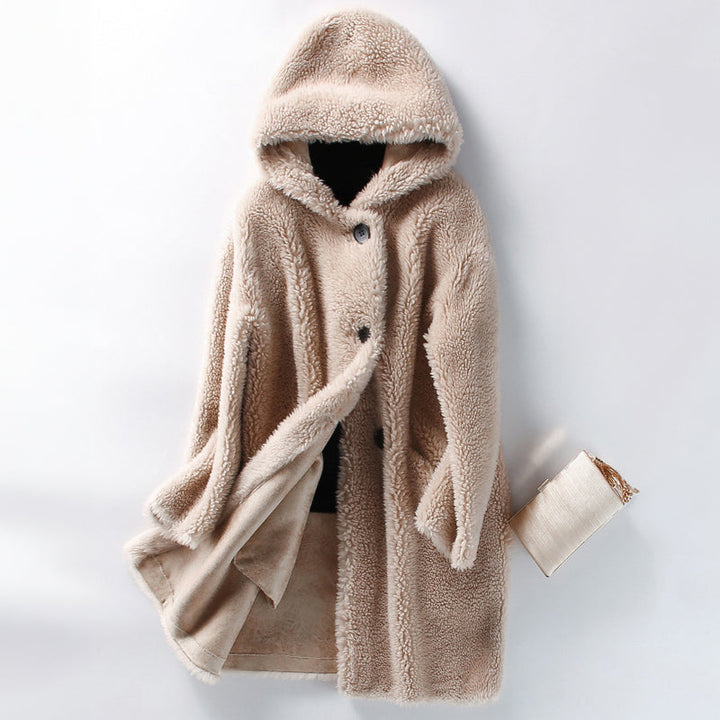 Lune London | Warm Women's Teddy Jacket with Hood and Buttons