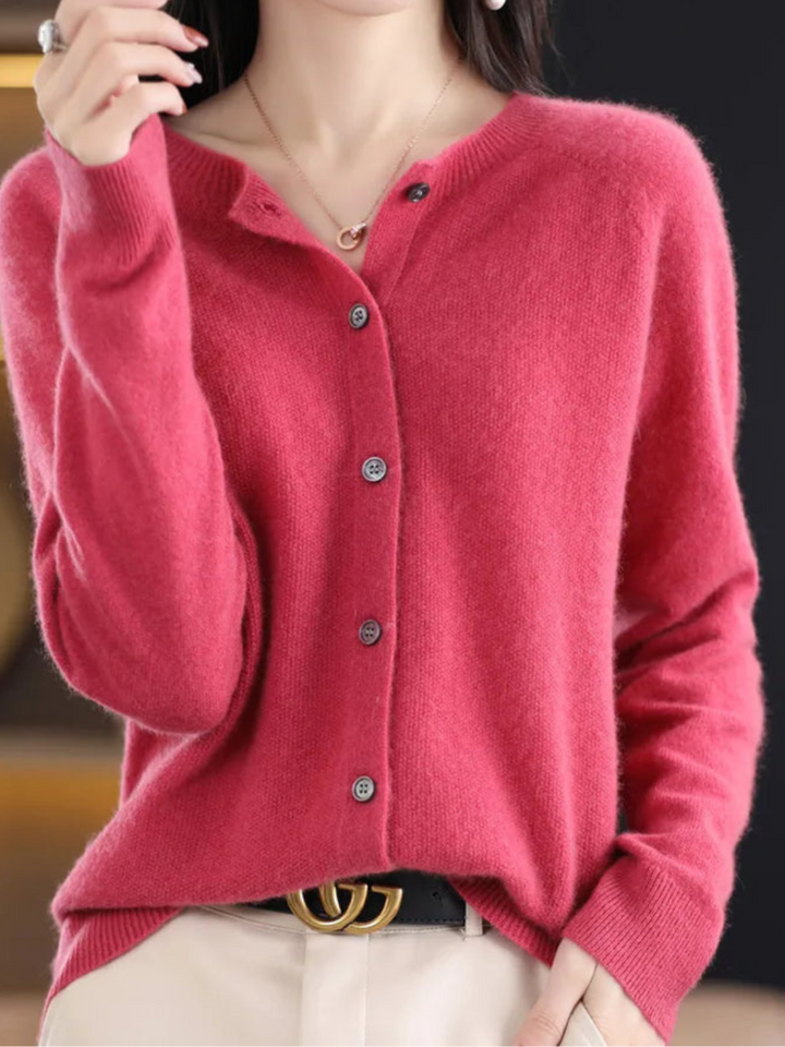 Lune London | Soft Knit Cardigan for Women - Classic Round Neck