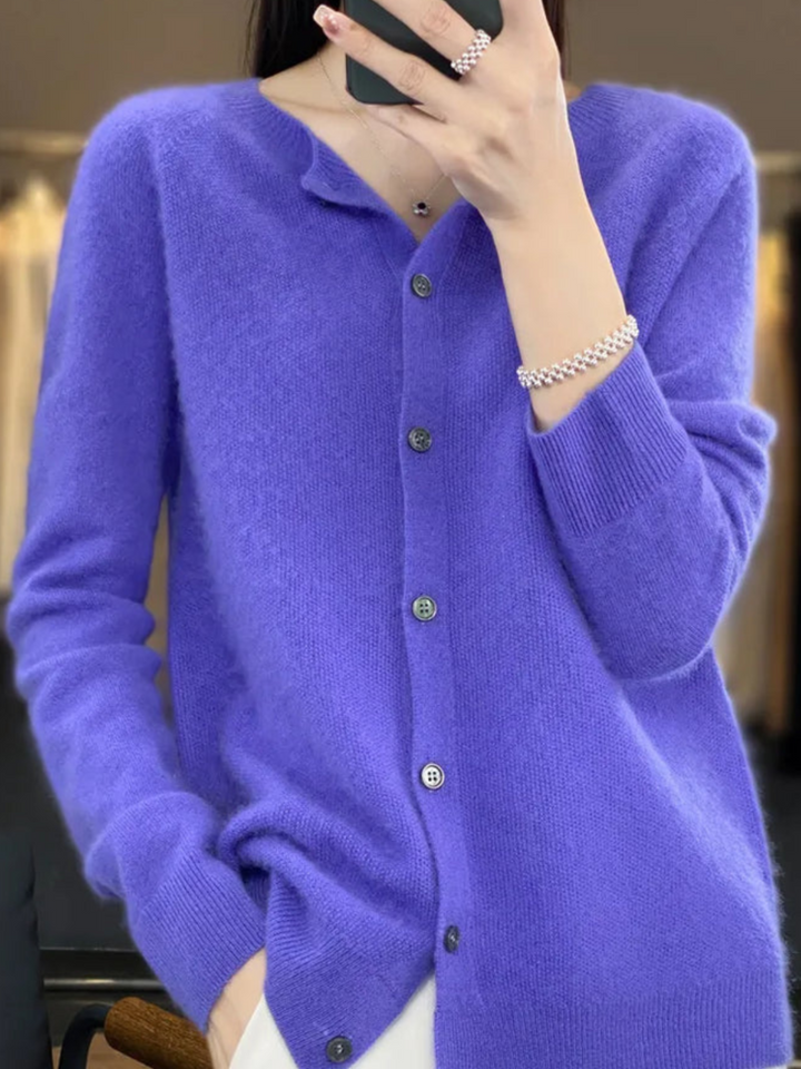 Lune London | Soft Knit Cardigan for Women - Classic Round Neck