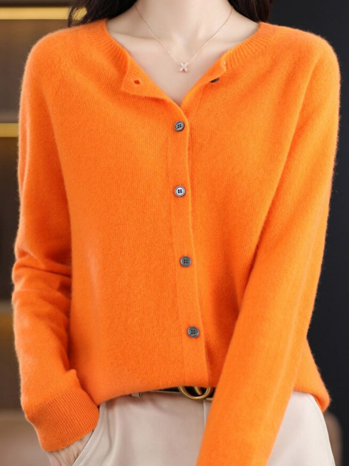Lune London | Soft Knit Cardigan for Women - Classic Round Neck