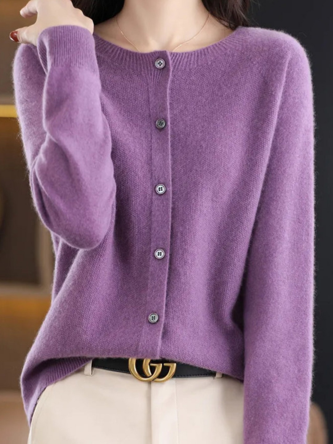 Lune London | Soft Knit Cardigan for Women - Classic Round Neck