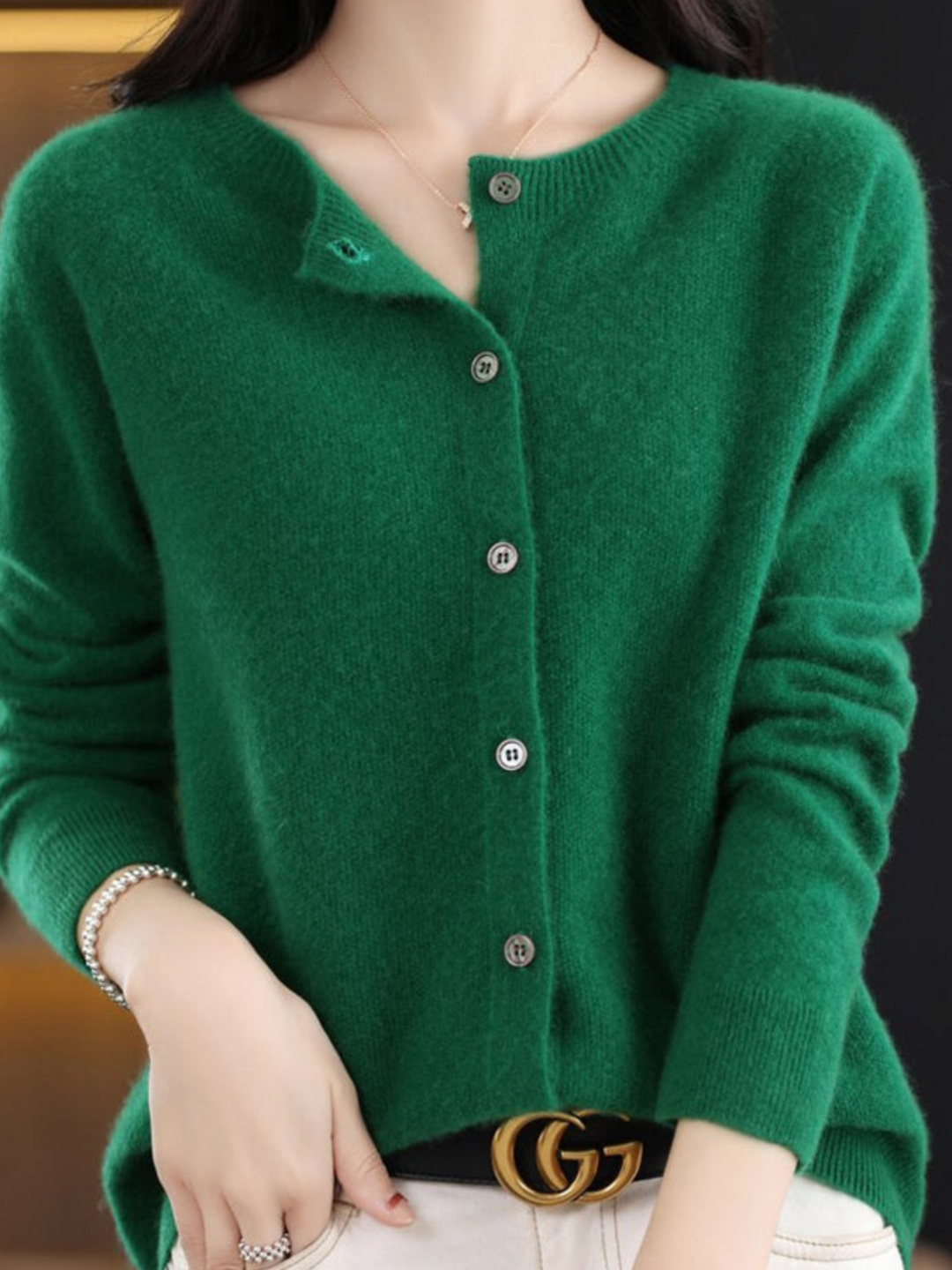 Lune London | Soft Knit Cardigan for Women - Classic Round Neck