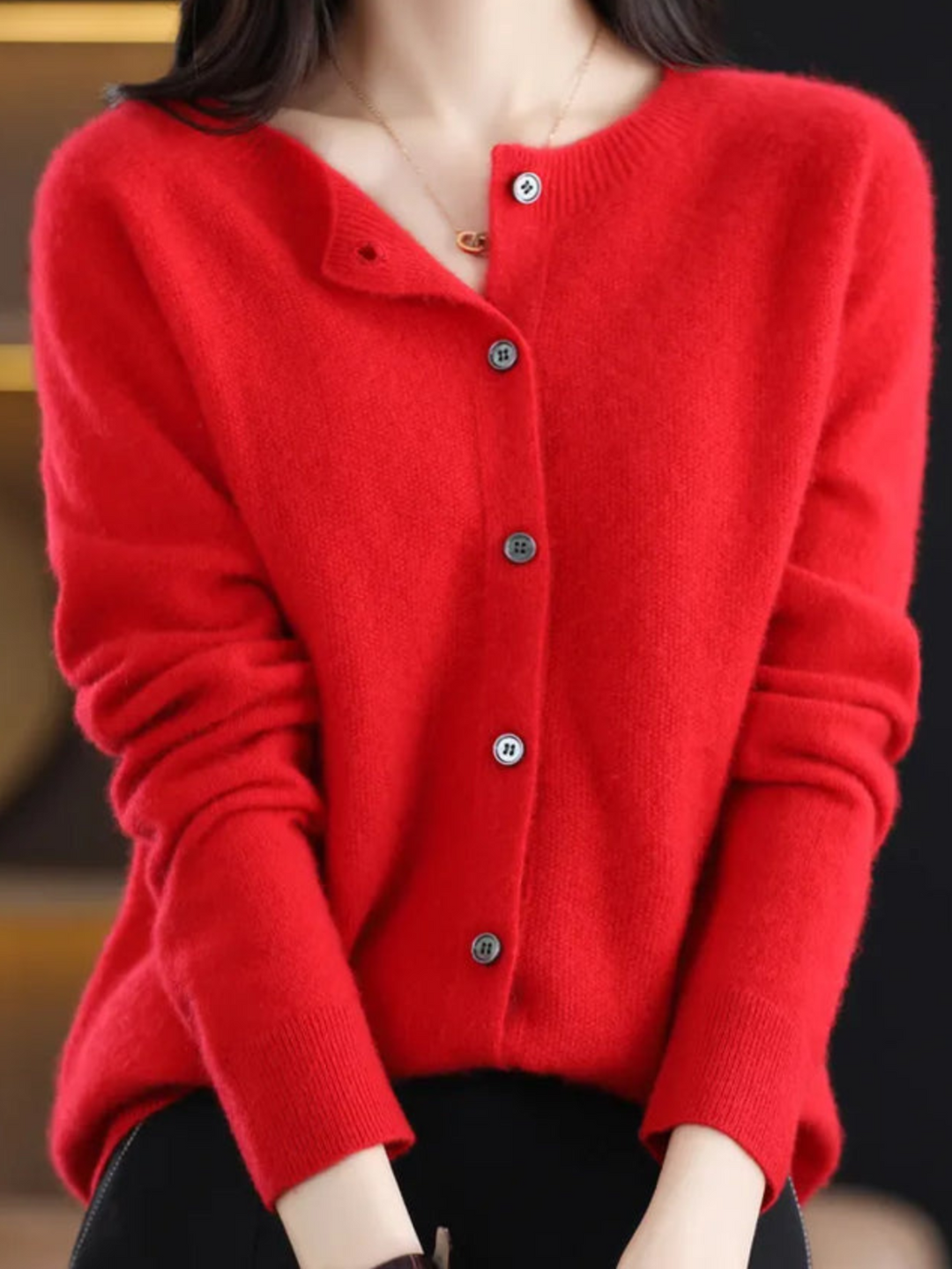 Lune London | Soft Knit Cardigan for Women - Classic Round Neck