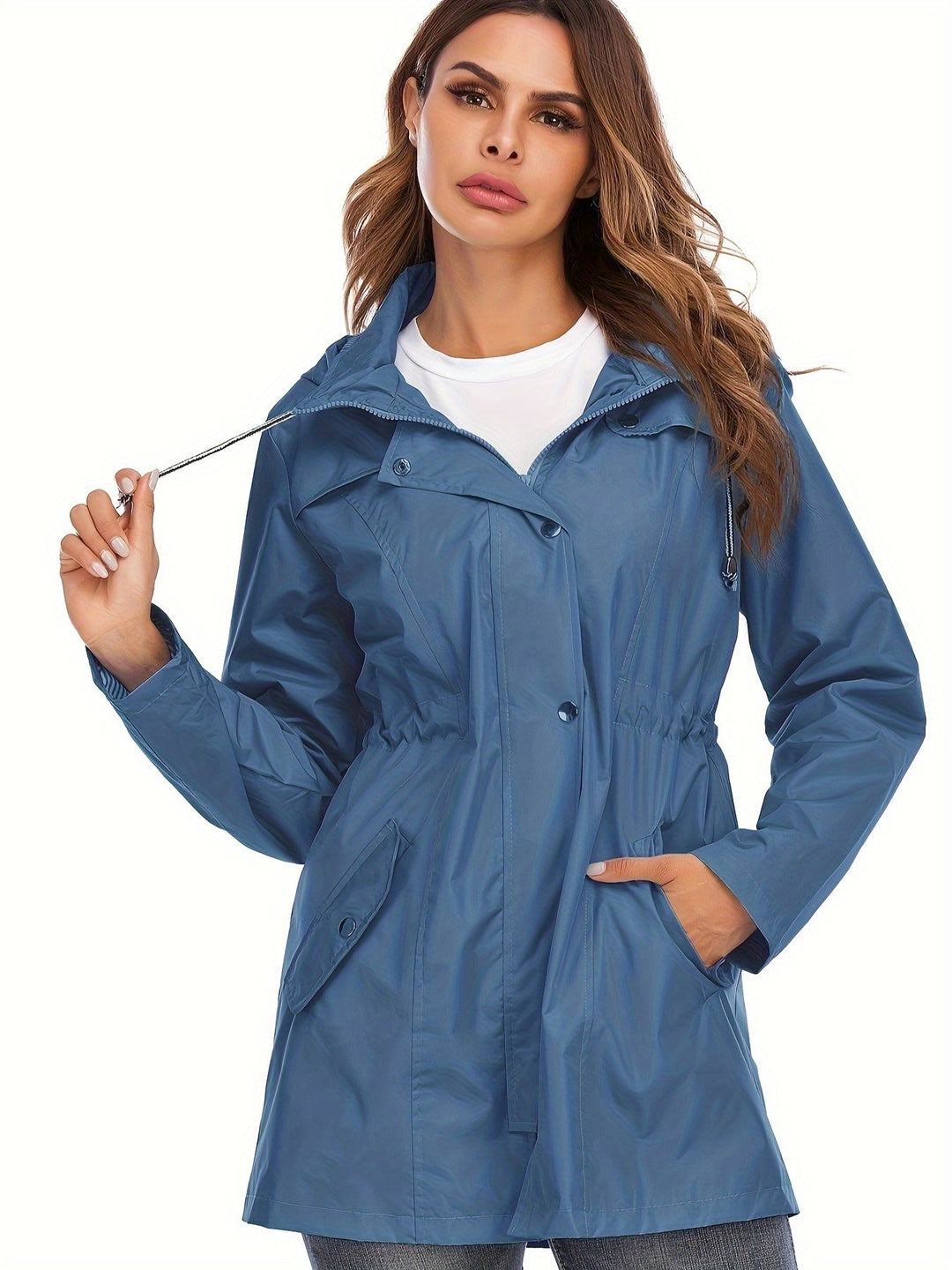 Lune London | Mid-length raincoat with hood and zipper for city and rain