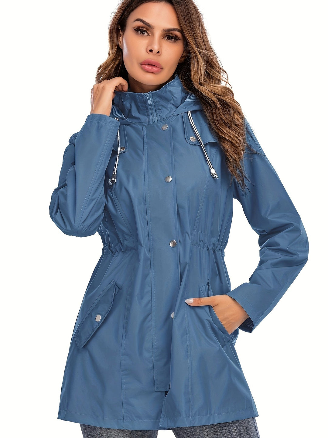 Lune London | Mid-length raincoat with hood and zipper for city and rain