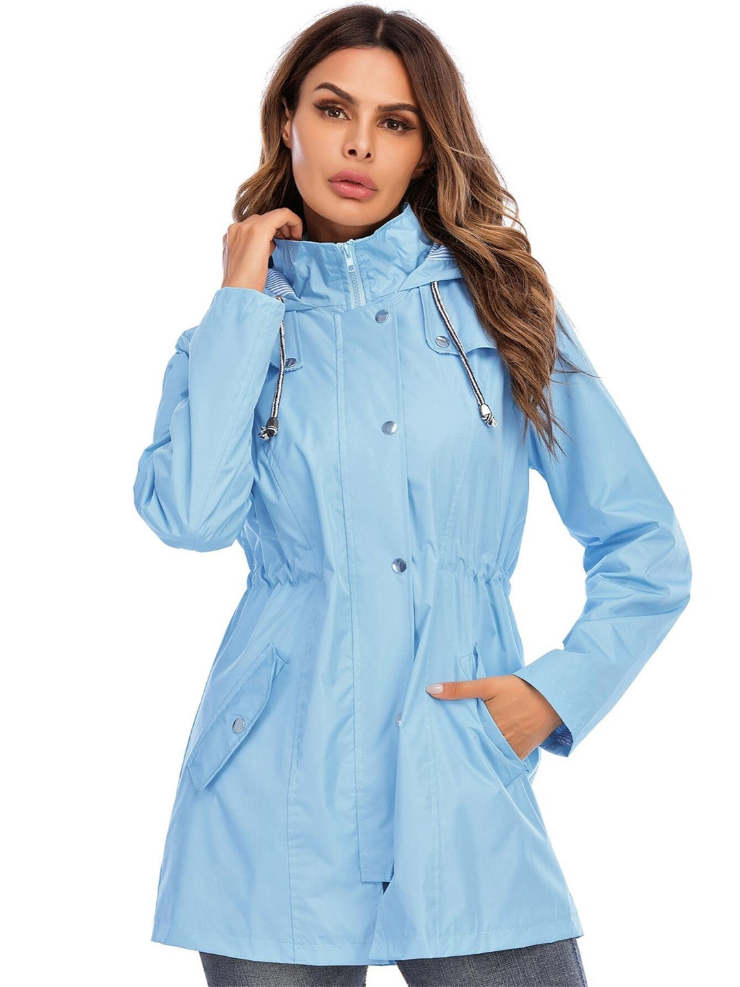 Lune London | Mid-length raincoat with hood and zipper for city and rain