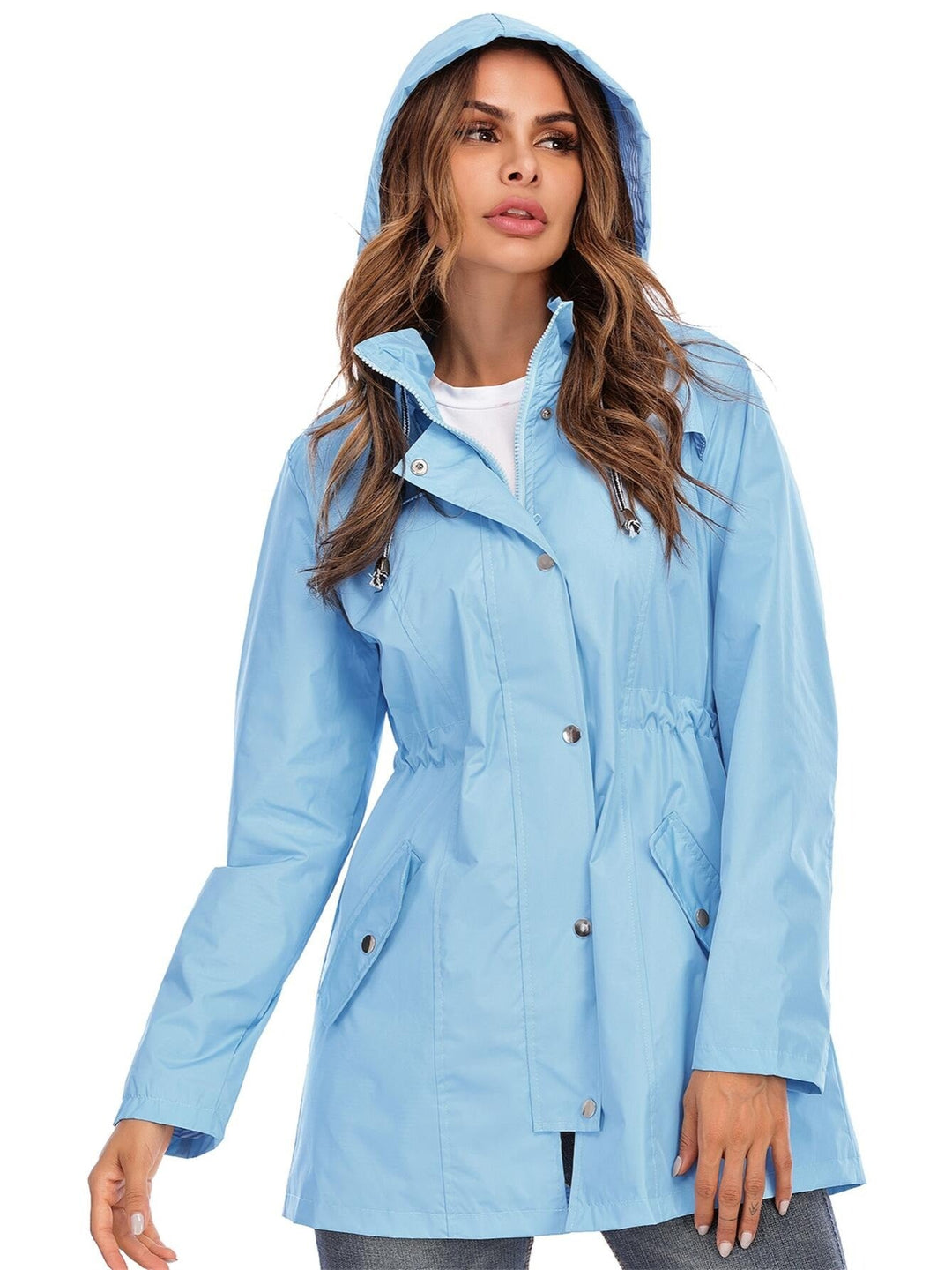 Lune London | Mid-length raincoat with hood and zipper for city and rain
