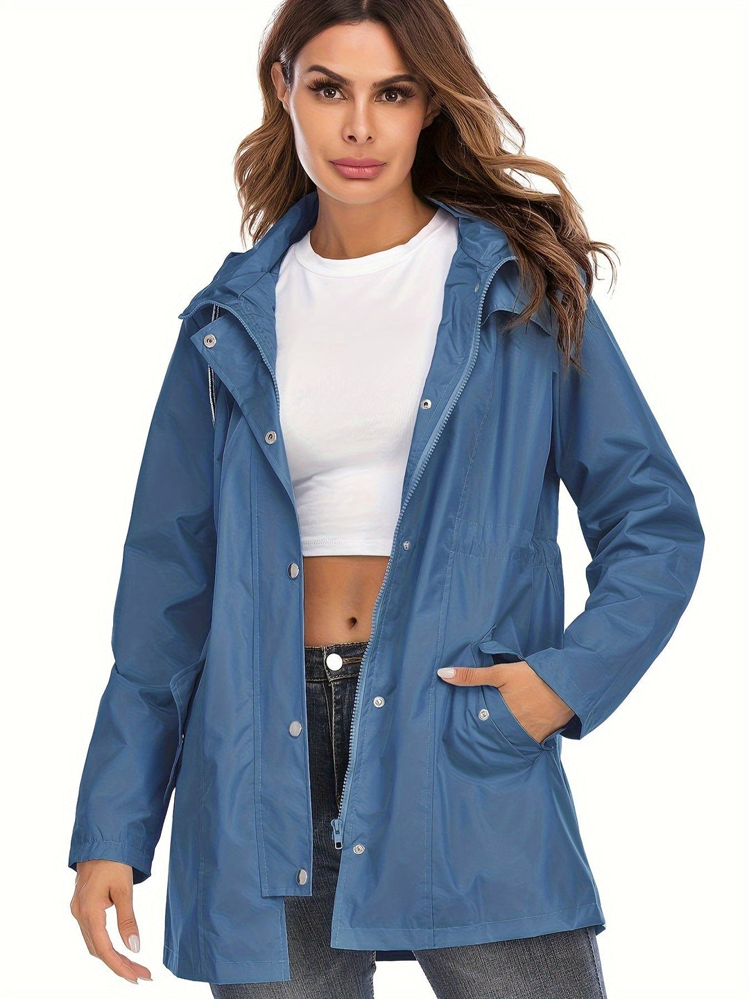Lune London | Mid-length raincoat with hood and zipper for city and rain