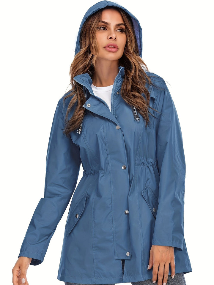 Lune London | Mid-length raincoat with hood and zipper for city and rain