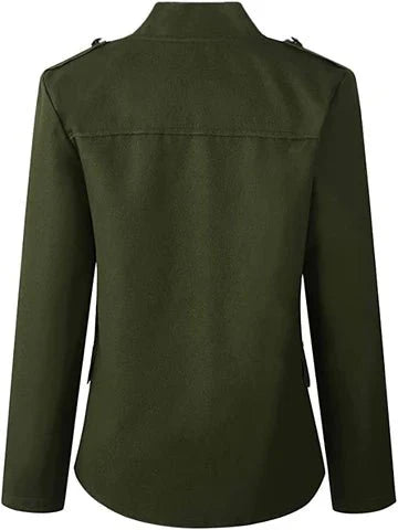 Rückansicht des armeegrün blazer mit stehkragen