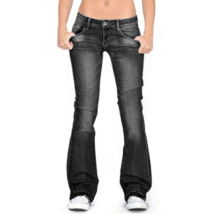 Lune London | Women's Low Rise Flared Jeans: Casual Vintage Skinny Bell Bottom Jeans