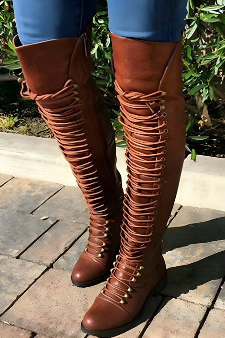 Chic Und Stil | Over-The-Knee Boots with Laces